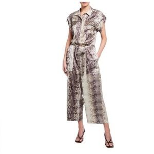 Le Superbe Snake Skin LE Jumpsuit Size 12 Color Cream/Gray/Brown
